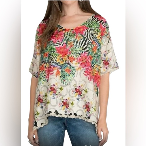 Johnny Was Tops - •Johnny Was Silk floral blouse Sz S Like New